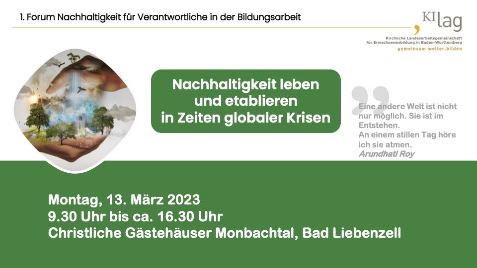 KiLAG goes sustainable Flyer 1.Forum Nachhaltigkeit Seite1